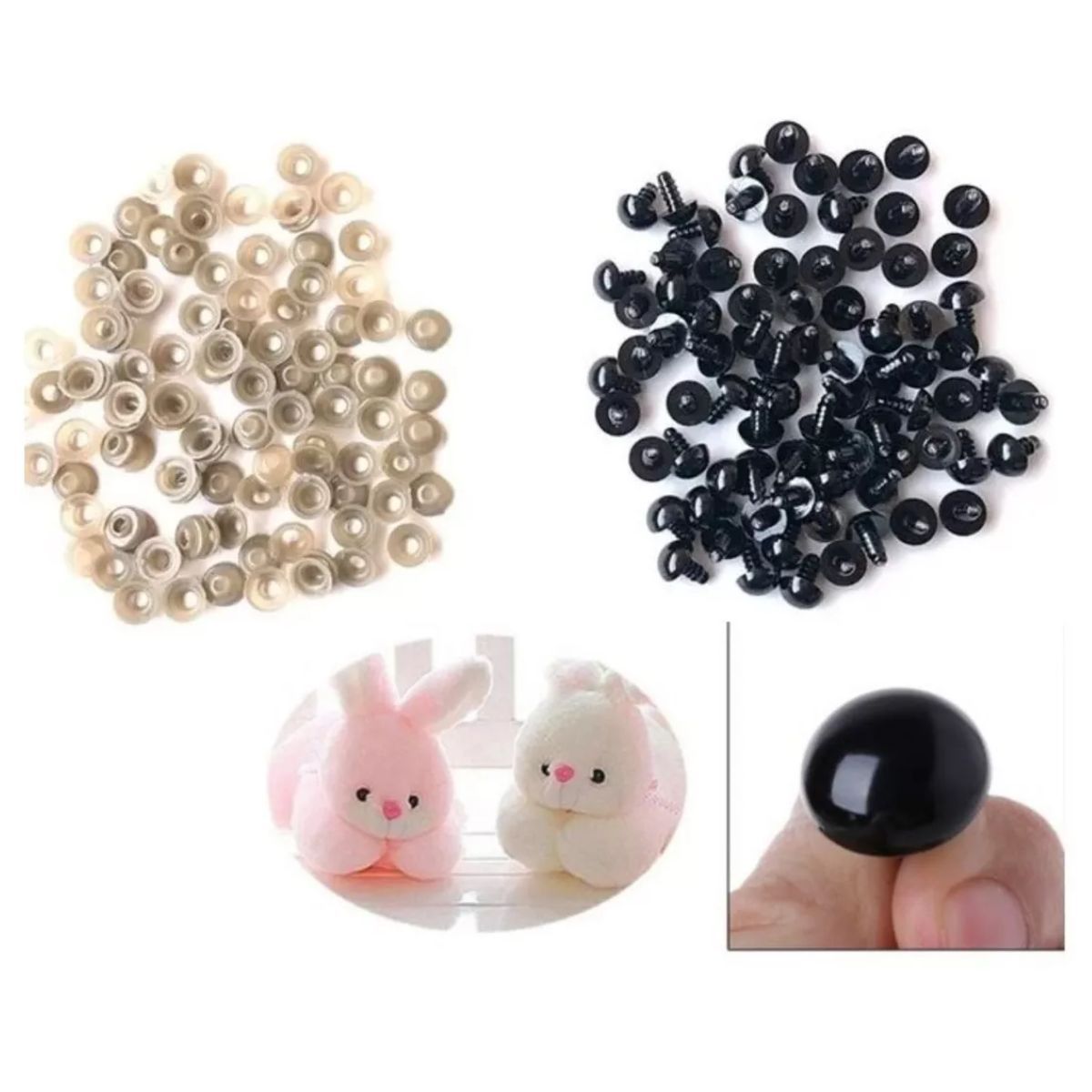 GENERICO - 6mm - 100 Pzas Ojos Negros De Seguridad Ojitos Amigurumis