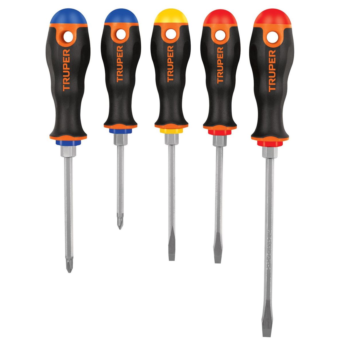 TRUPER - Juego de 5 desarmadores mango confort grip, truper
