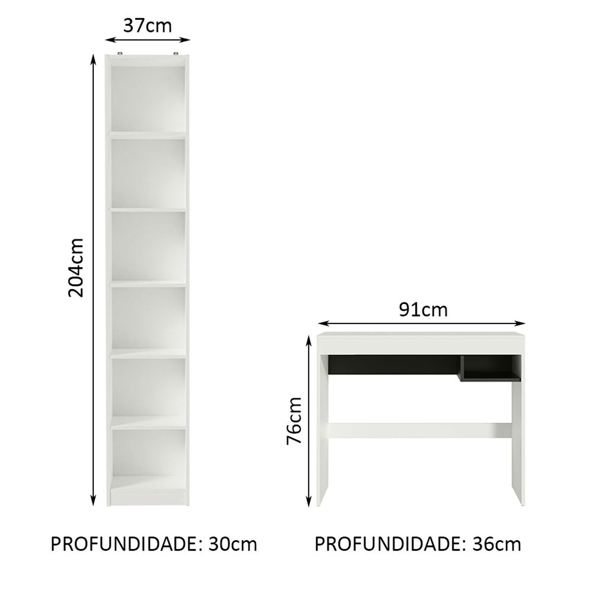 MADESA - Escritorio Moderno Rubí + Mueble Estante Librero de 6 Niveles