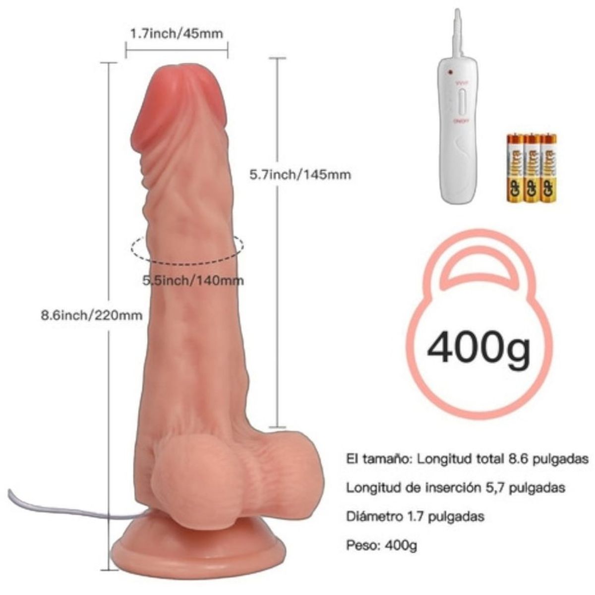 GENERICO - Vibrador rotatinc dildo a control remoto realista