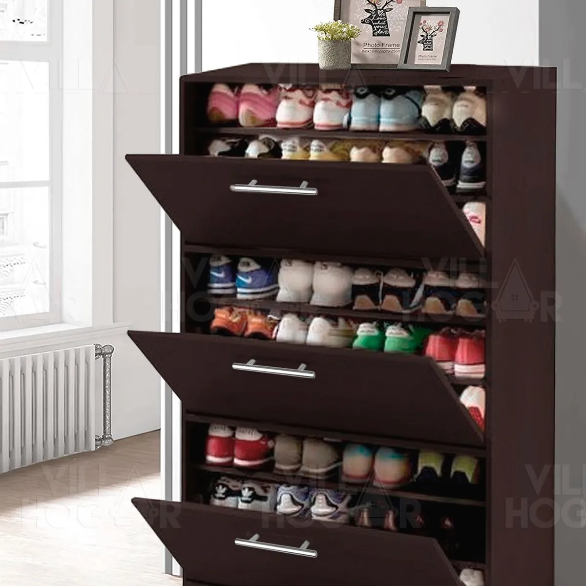 VILLA HOGAR - Zapatera XL - capacidad hasta 27 pares de talla 42 - wengue