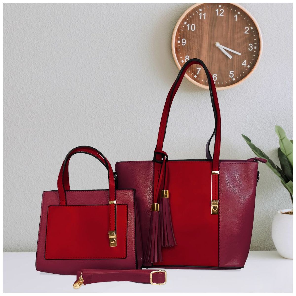 SASHIJA - Juego de Carteras Bolsos 2 Piezas B61 Vino