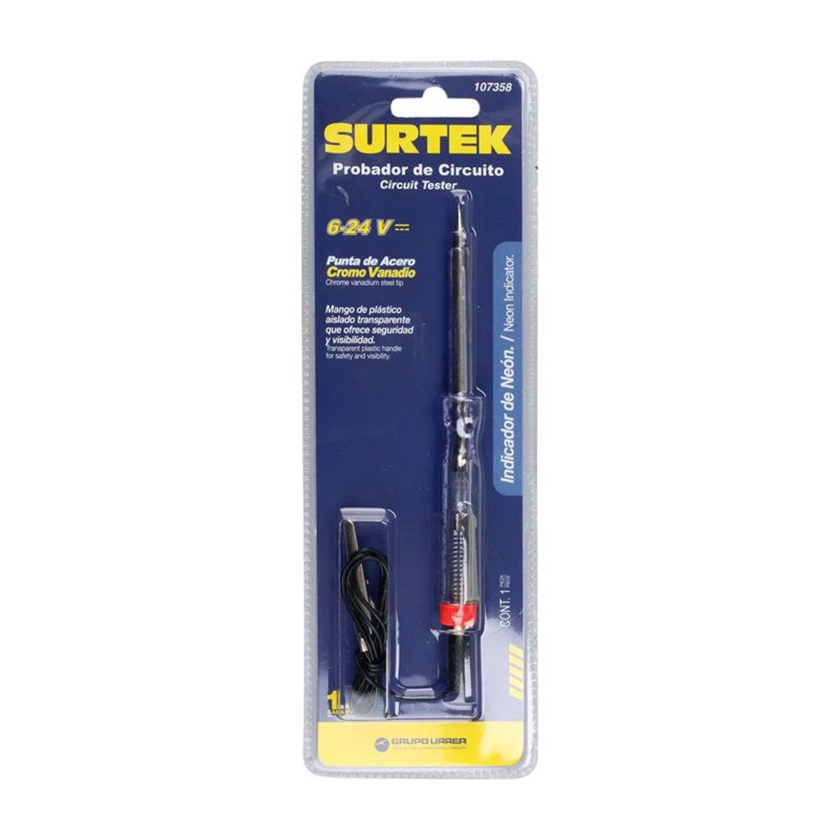 SURTEK - PROBADOR DE VOLTAJE DE CORRIENTE DIRECTA  0-24v  SURTEK  - SURT107358