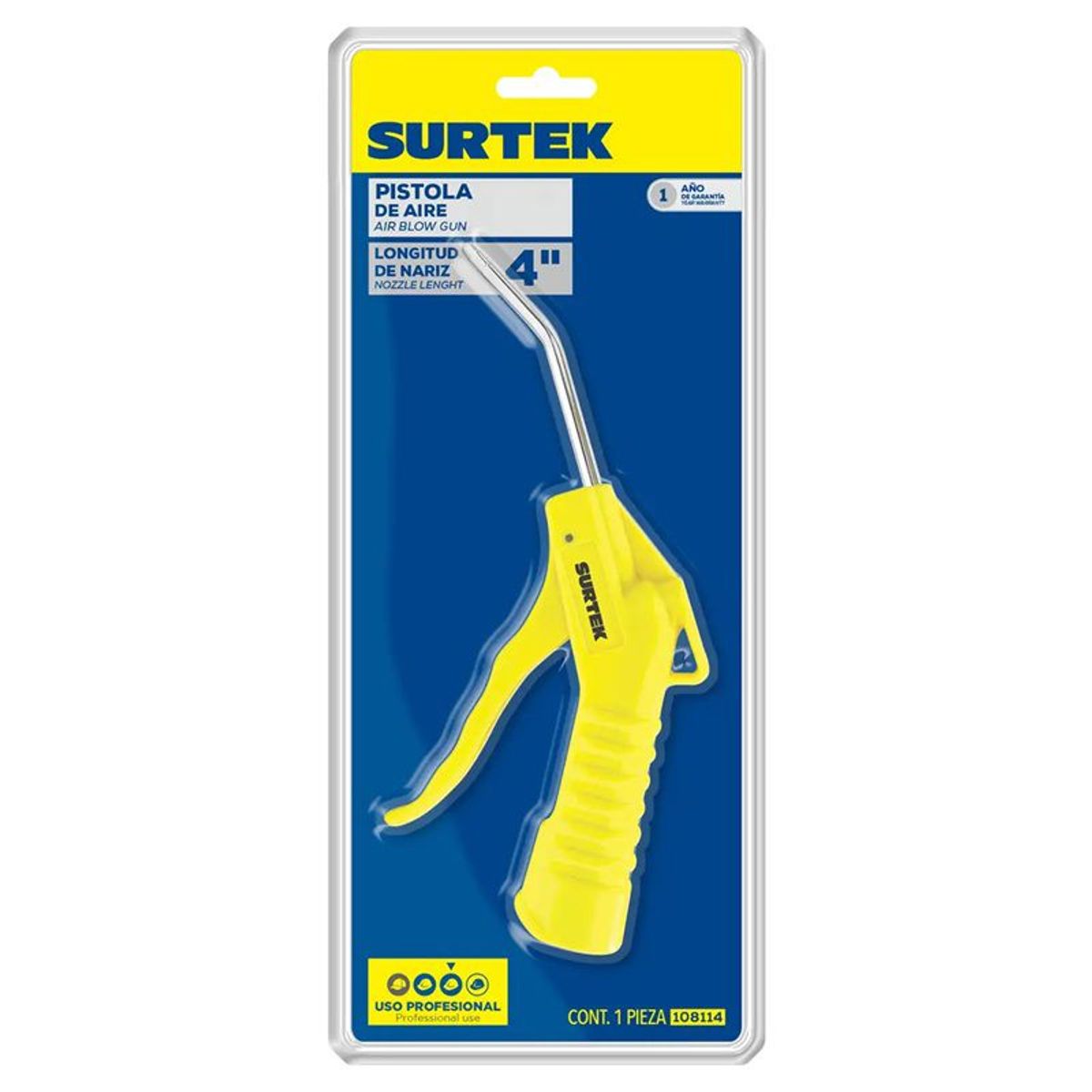SURTEK - PISTOLA SOPLETEADORA 14 NPT CON NARIZ 3 - SURT108114