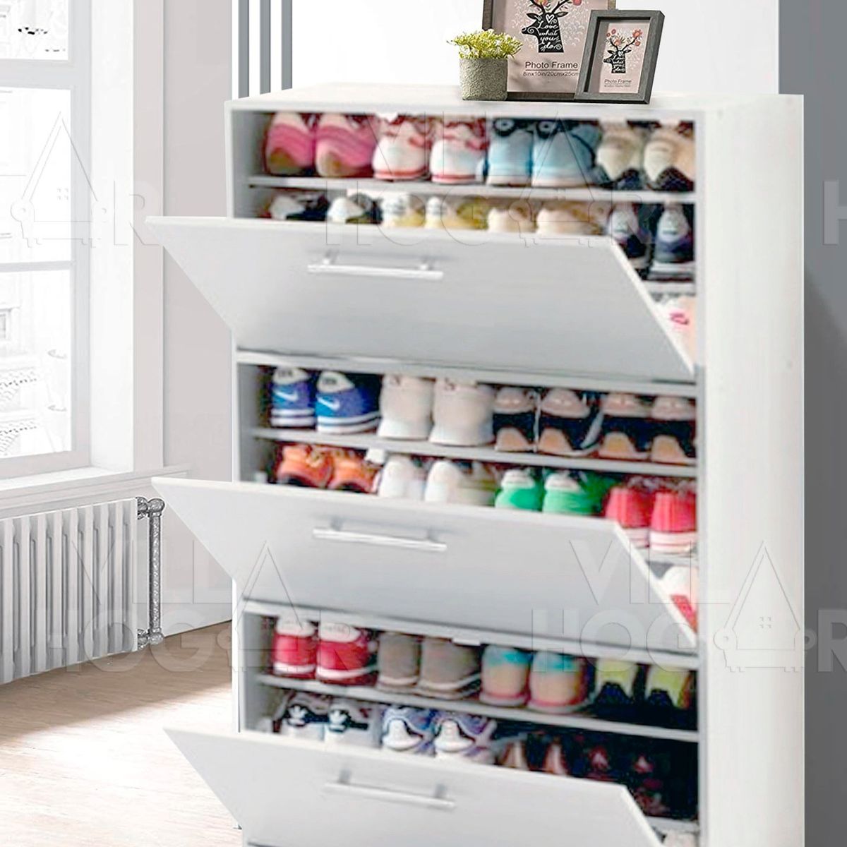 VILLA HOGAR - Zapatera Xl Blanca - capacidad hasta 27 pares talla 42