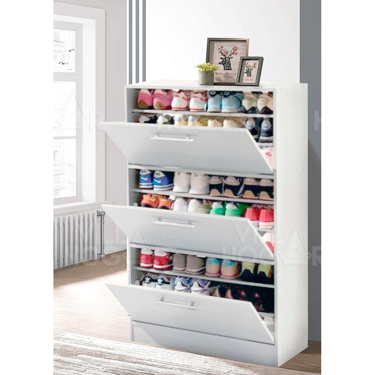 VILLA HOGAR - Zapatera Xl Blanca - capacidad hasta 27 pares talla 42