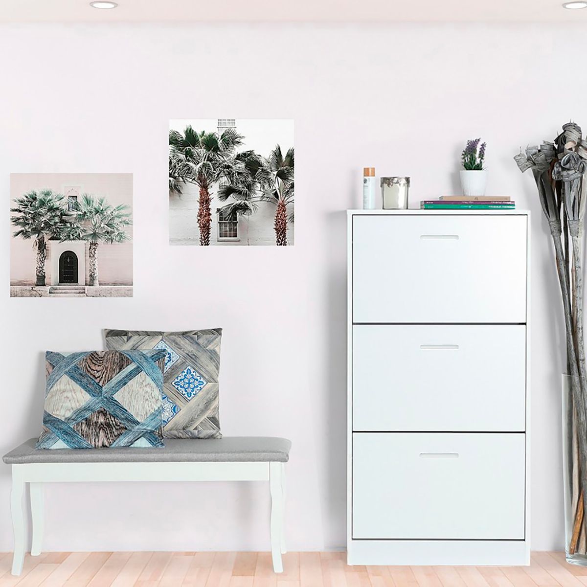 VILLA HOGAR - Zapatera Xl Blanca - capacidad hasta 27 pares talla 42