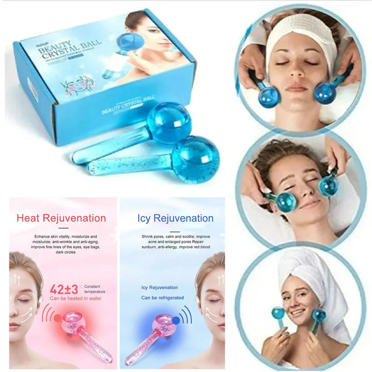 GENERICO - Ice globes bolas de cristal para masaje y reafirmacion facial
