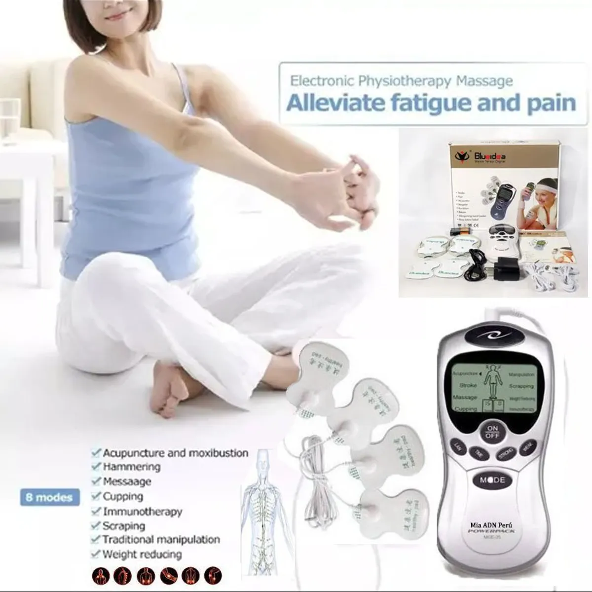 GENERICO - Electro estimulador blueidea + 4 parches digital