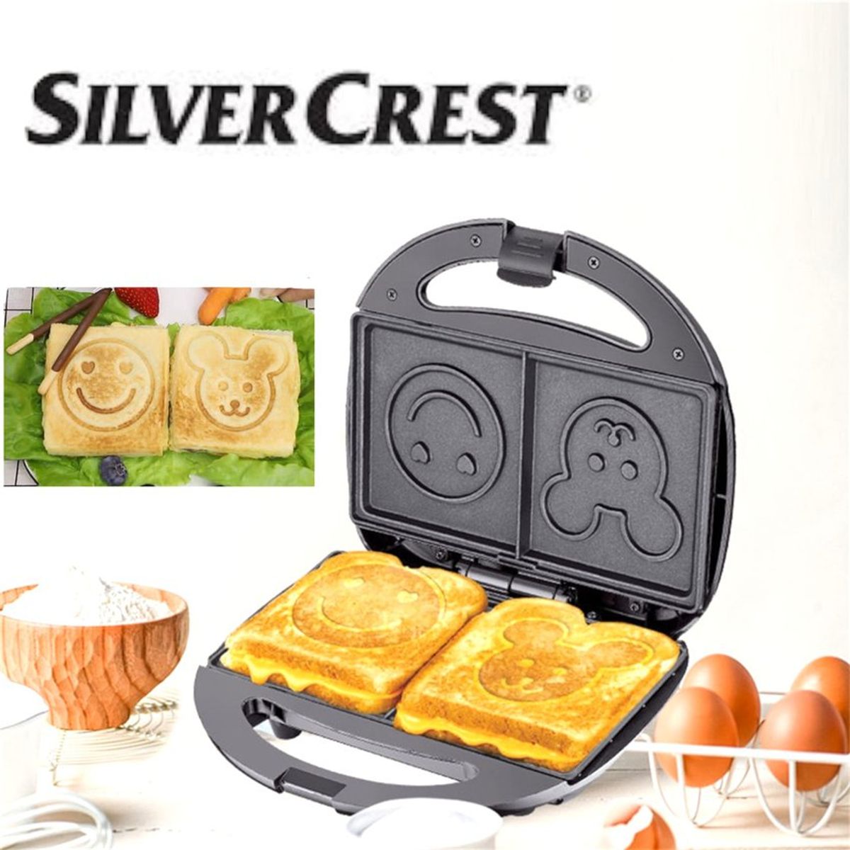 OEM - Sanguchera eléctrica antiadherente de metal silver crest 750watts