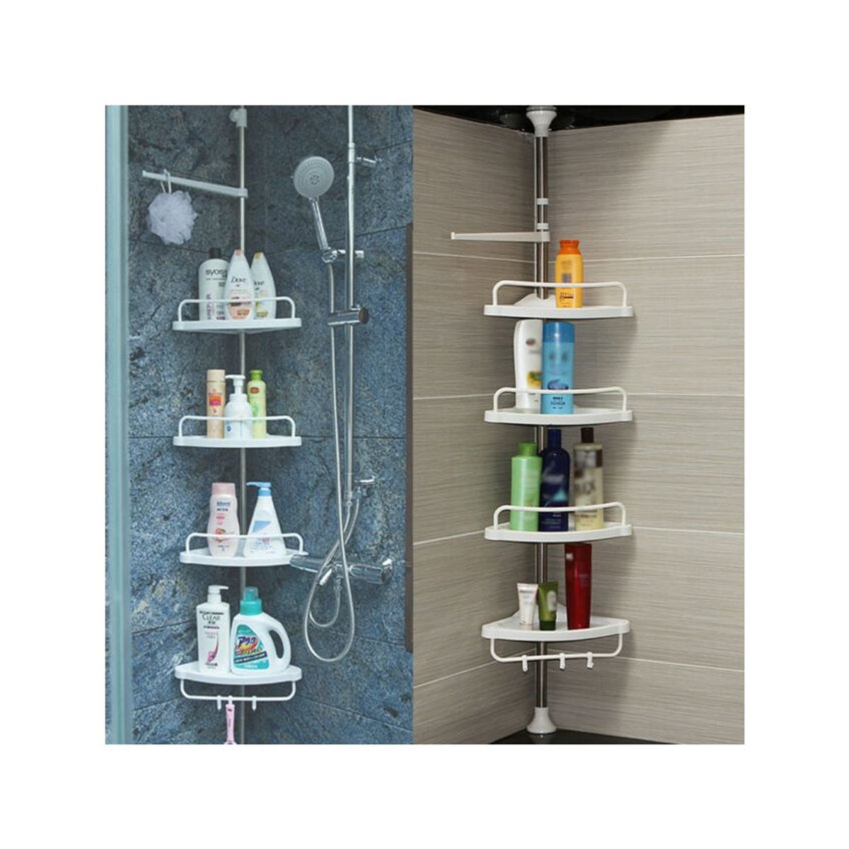 GENERICO - Estante organizador esquinero de baño, ducha, cocina 4 niveles acero