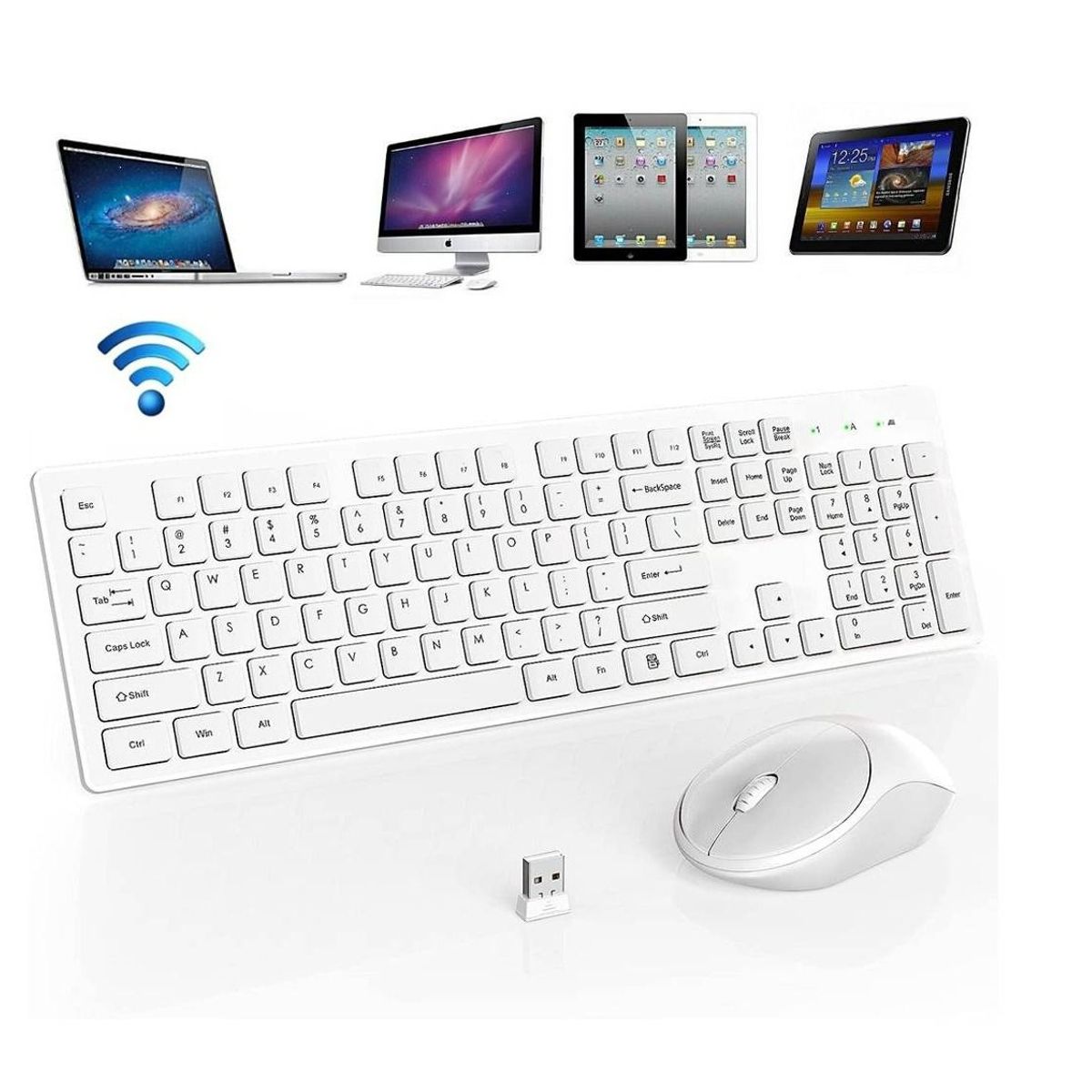 SEISA - Kit Teclado y Mouse Inalambrico Blanco