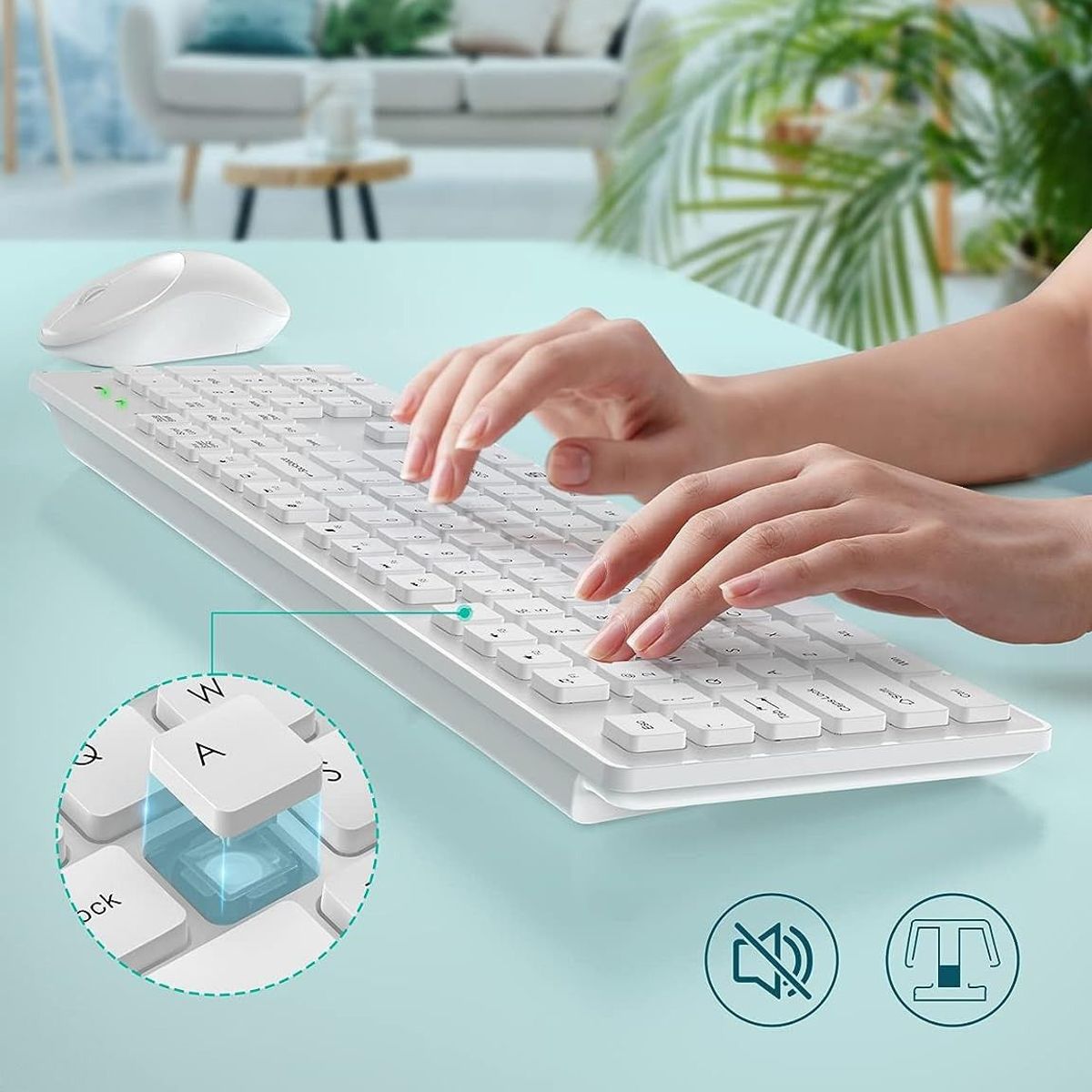 SEISA - Kit Teclado y Mouse Inalambrico Blanco