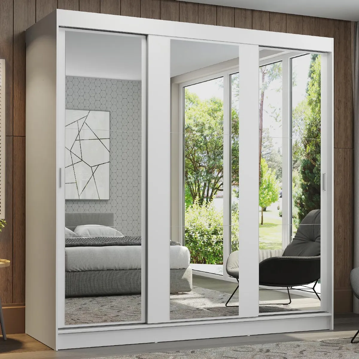 MADESA - Ropero Reno 3 Puertas Corredizas con Espejos