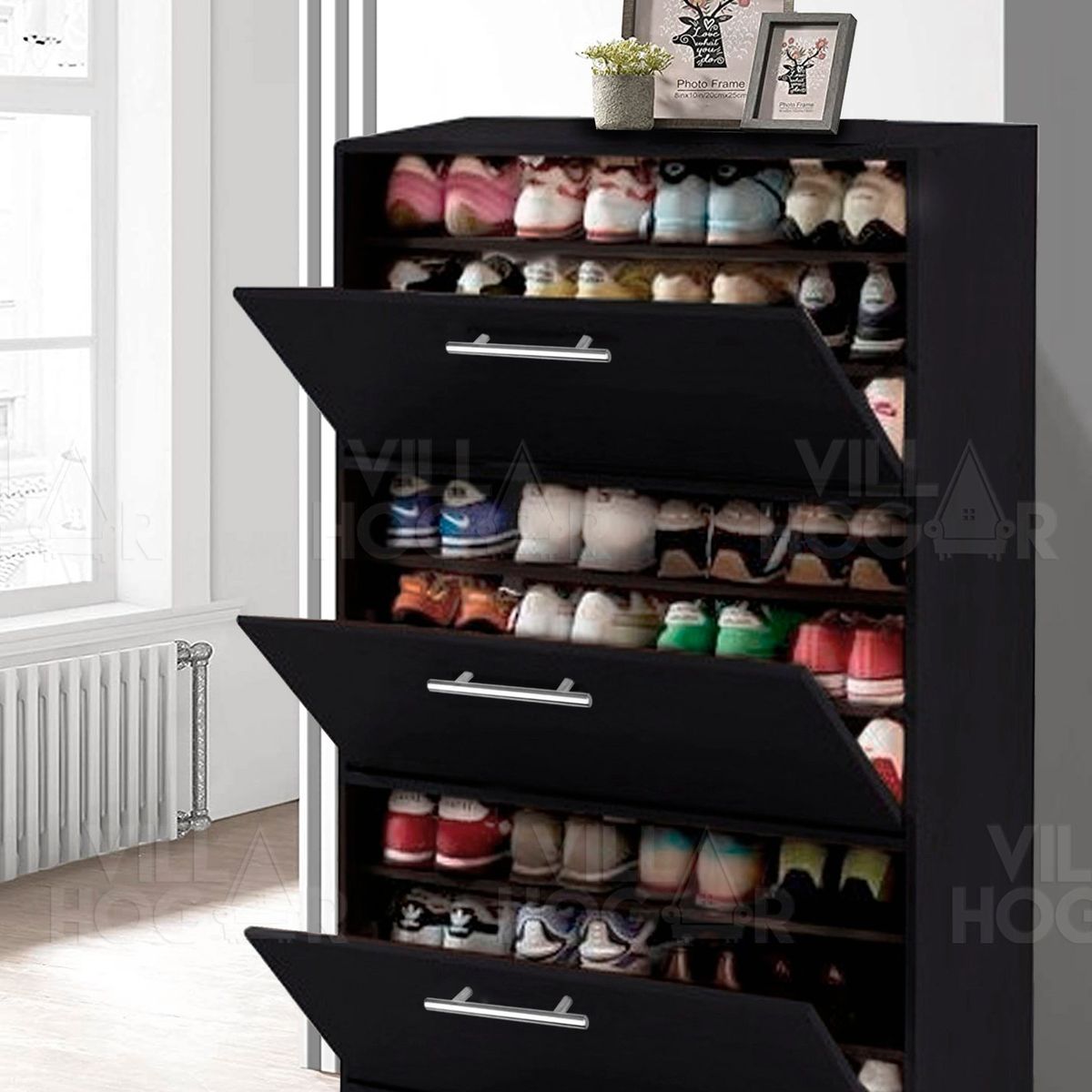 VILLA HOGAR - Zapatera XL - Capacidad hasta 27 pares de talla 42 - Negro