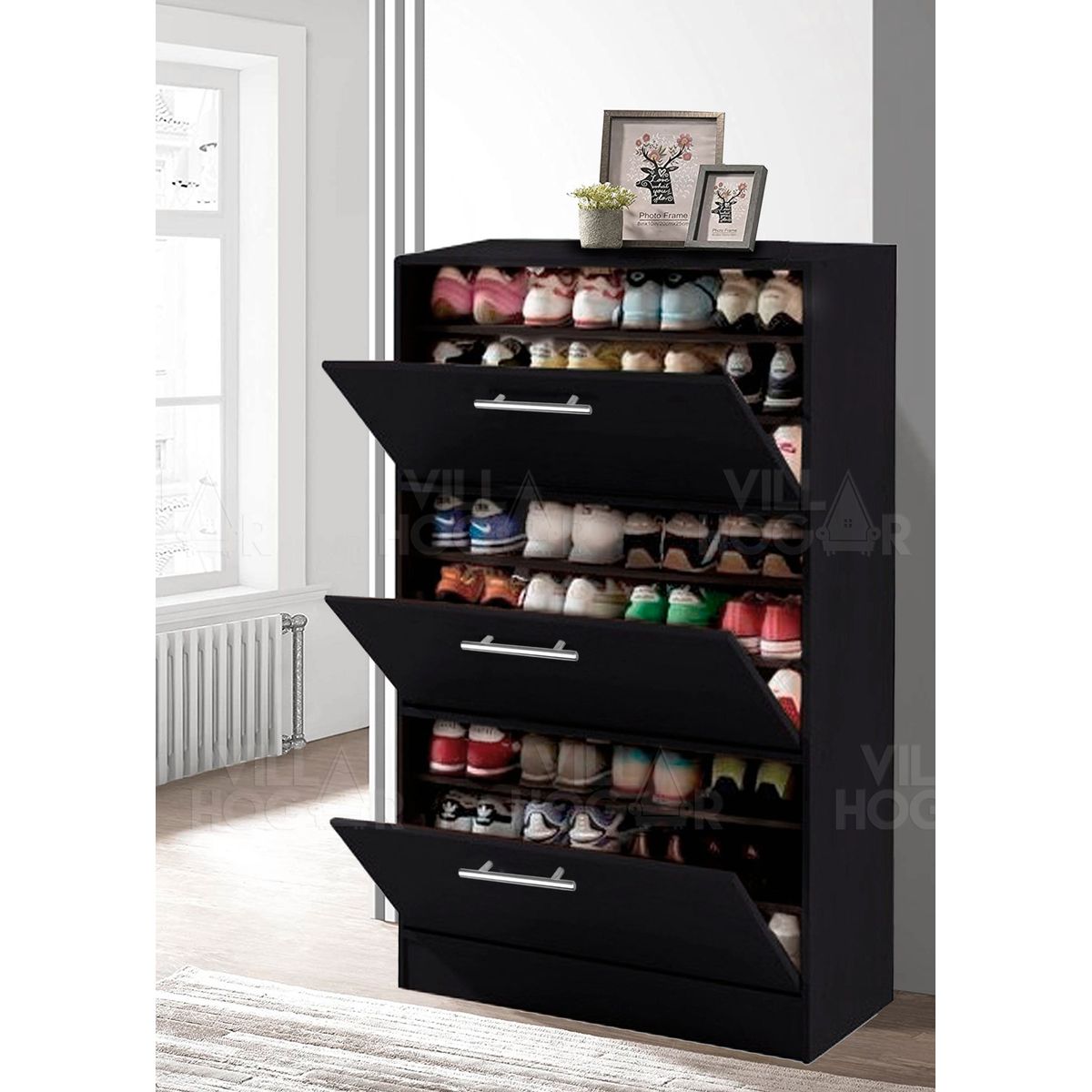 VILLA HOGAR - Zapatera XL - Capacidad hasta 27 pares de talla 42 - Negro