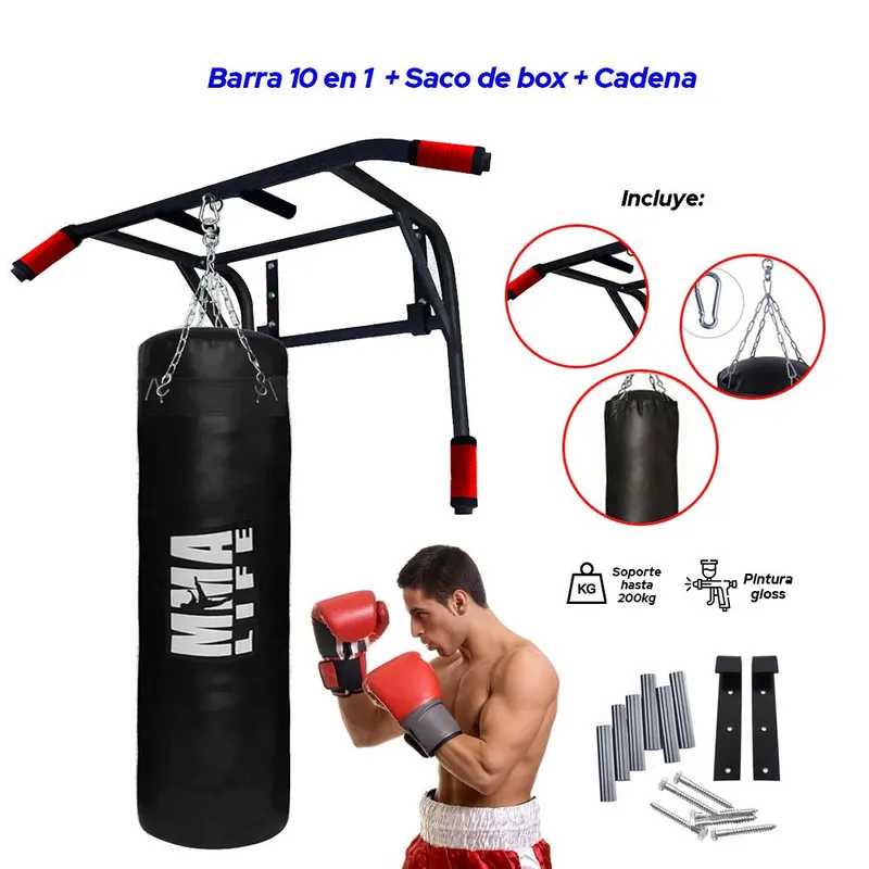 HOLGU - Barra Multifuncional 2 en 1 + saco de box + cadena