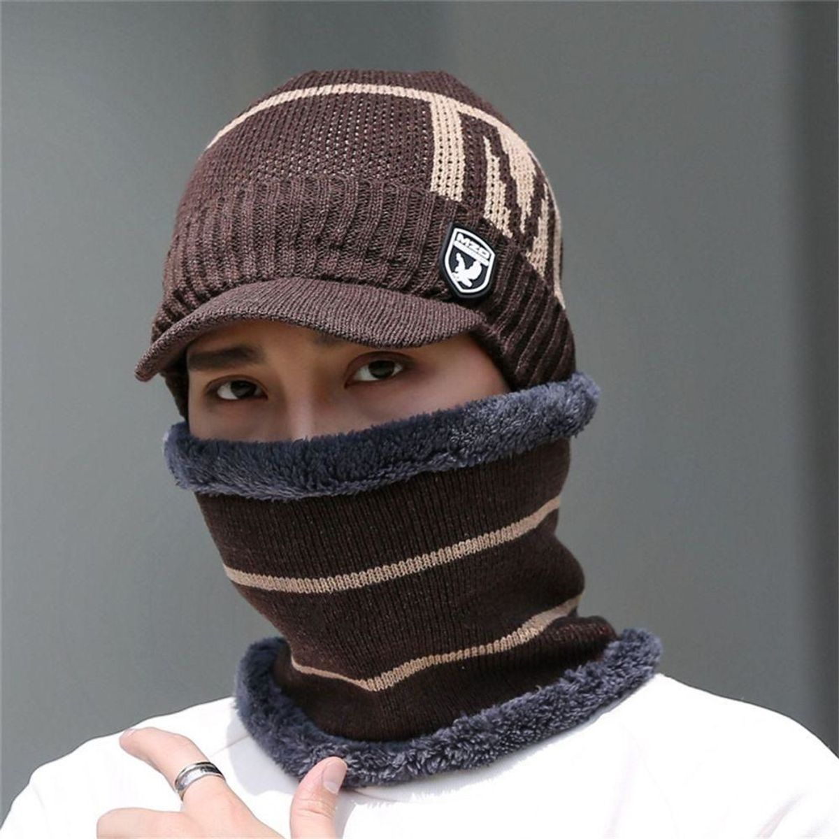 GENERICO - Chullo Con Bufanda Visera Gorro De Lana Para Invierno Moda Unisex