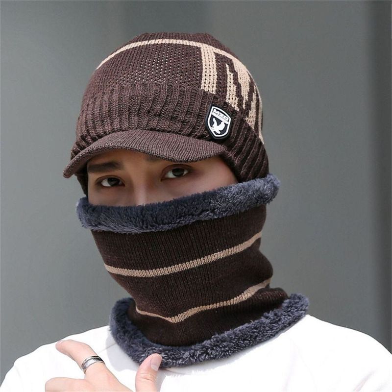 GENERICO - Chullo Con Bufanda Visera Gorro De Lana Para Invierno Moda Unisex