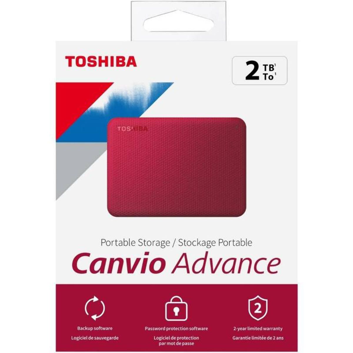 TOSHIBA - Disco Duro Externo Toshiba Canvio Advance 2TB - Rojo - Portátil