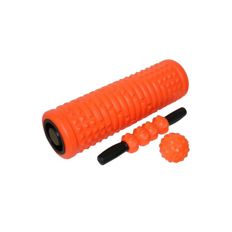 ULTIMATE FITNESS - Foam Roller Pro 3 en 1 - Cilindro Masajeador Naranjo