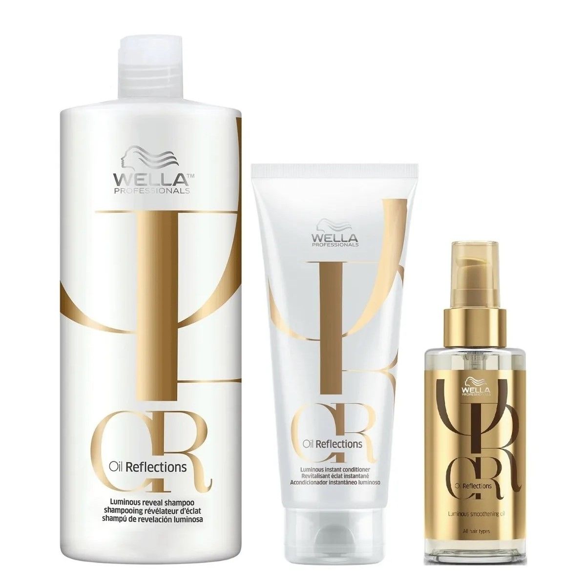 WELLA - Shampoo 1000ml+ Acondicionador+ Aceite Luminous Oil Reflections Wella