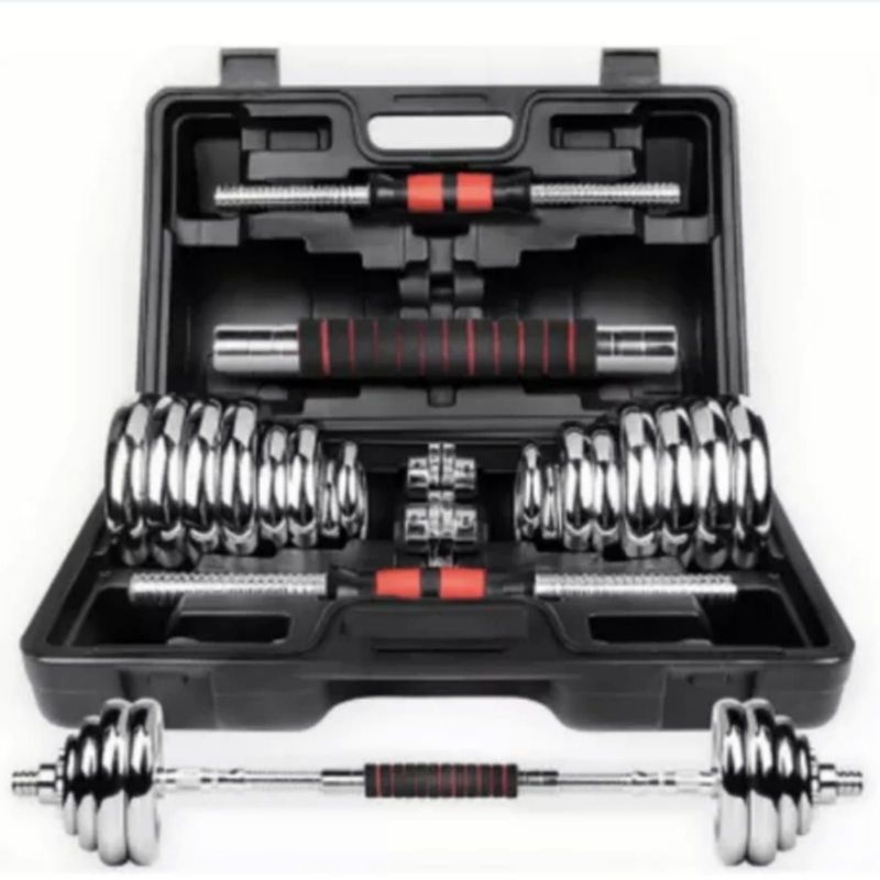 GENERICO - Set De Pesas  20kg + Mancuernas + Adaptador Barra