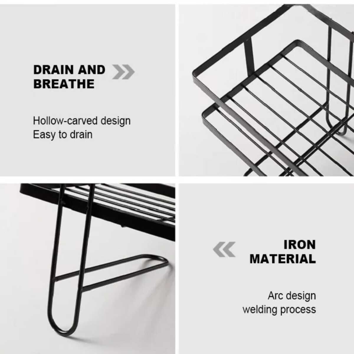 ELMEJORPRECIO - Organizador De Baño 2 Niveles Sobre Inodoro Con Adhesivo Negro