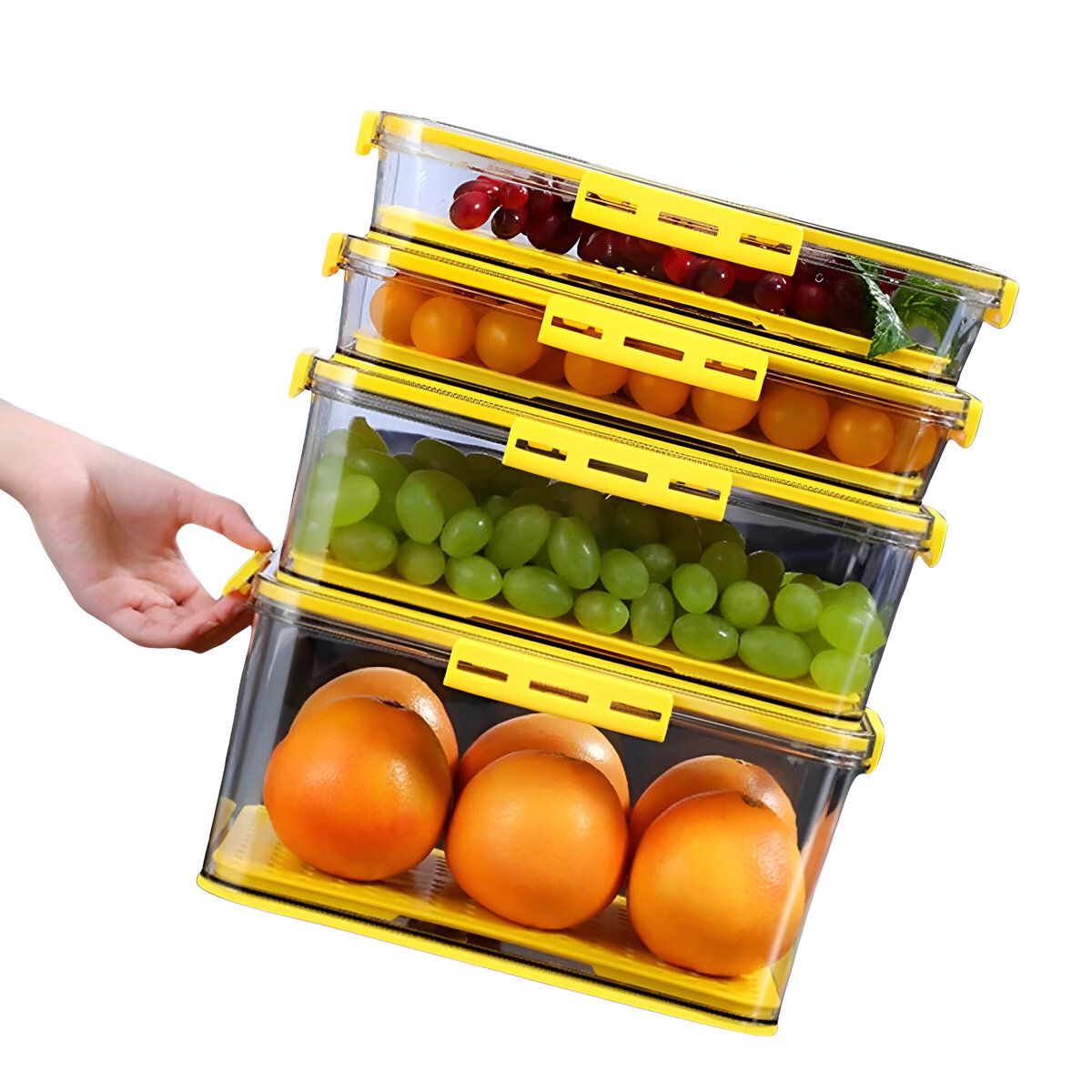 ELMEJORPRECIO - Set De 4 Tápers Herméticos De Calidad Premium Amarillo