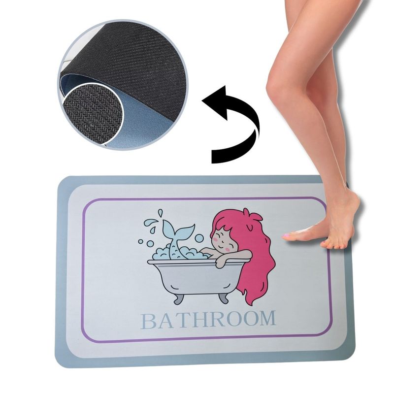 ELMEJORPRECIO - Alfombra de Baño Absorbente Antideslizante Modelo Sirena