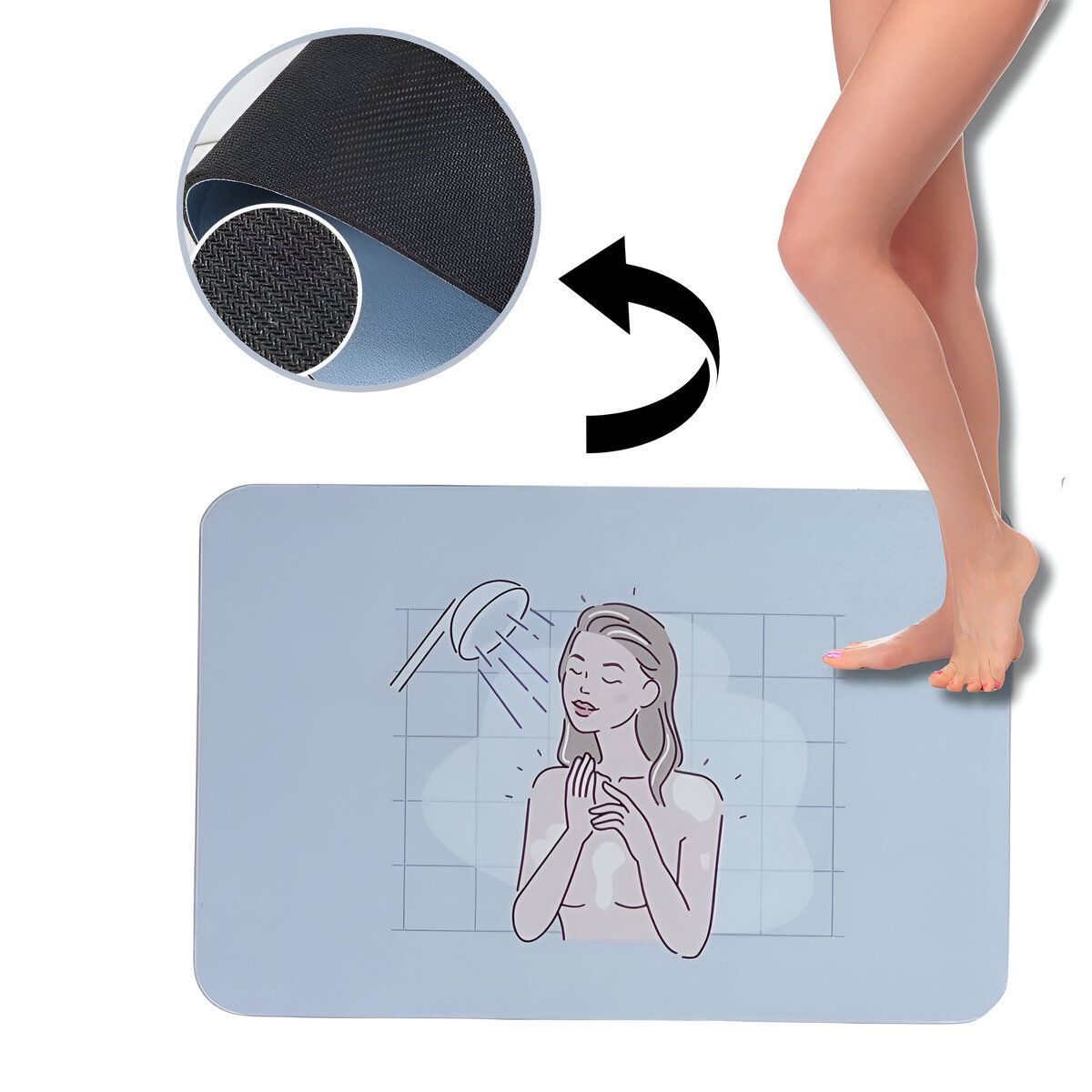 ELMEJORPRECIO - Alfombra de Baño Absorbente Antideslizante Modelo Ducha Kawai