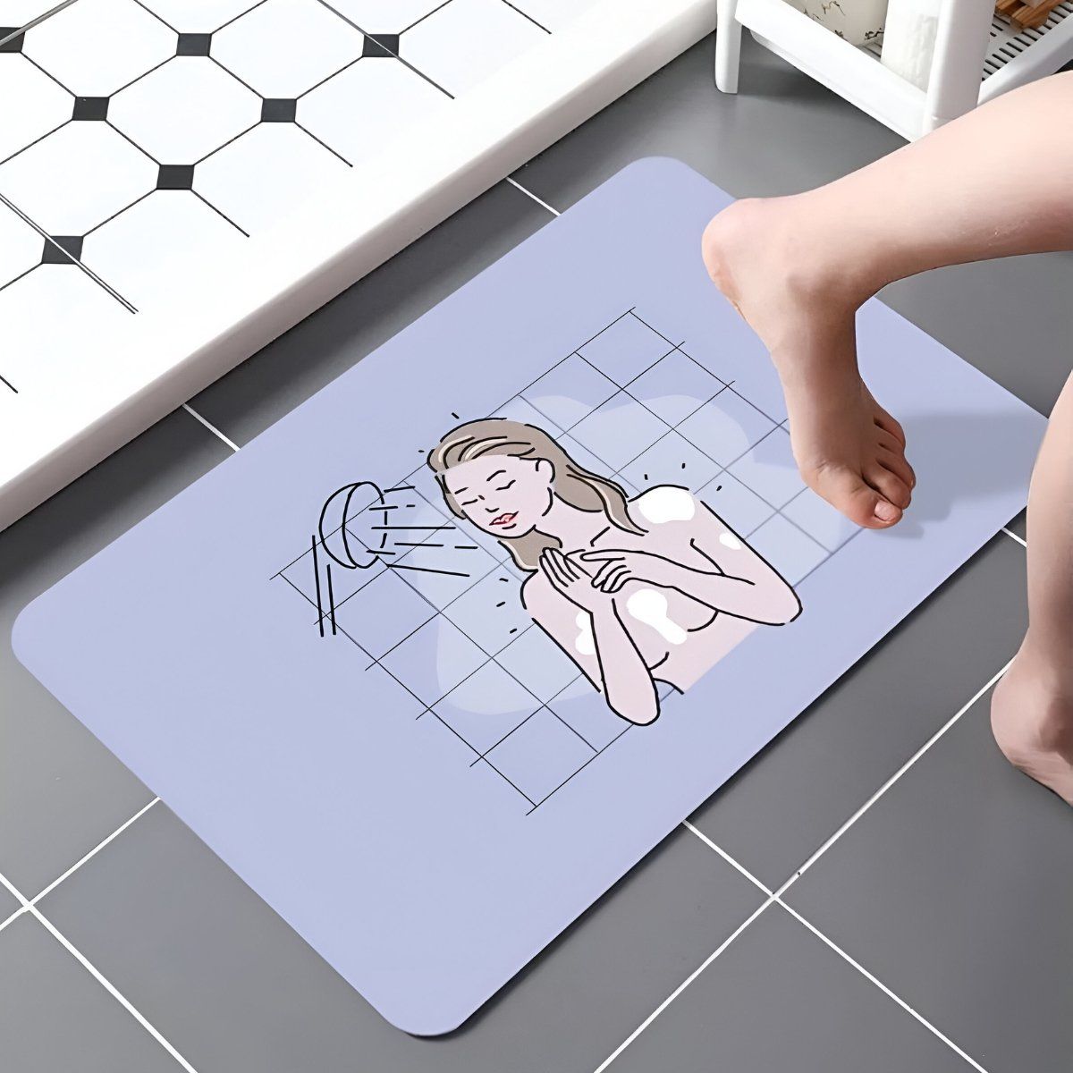 ELMEJORPRECIO - Alfombra de Baño Absorbente Antideslizante Modelo Ducha Kawai