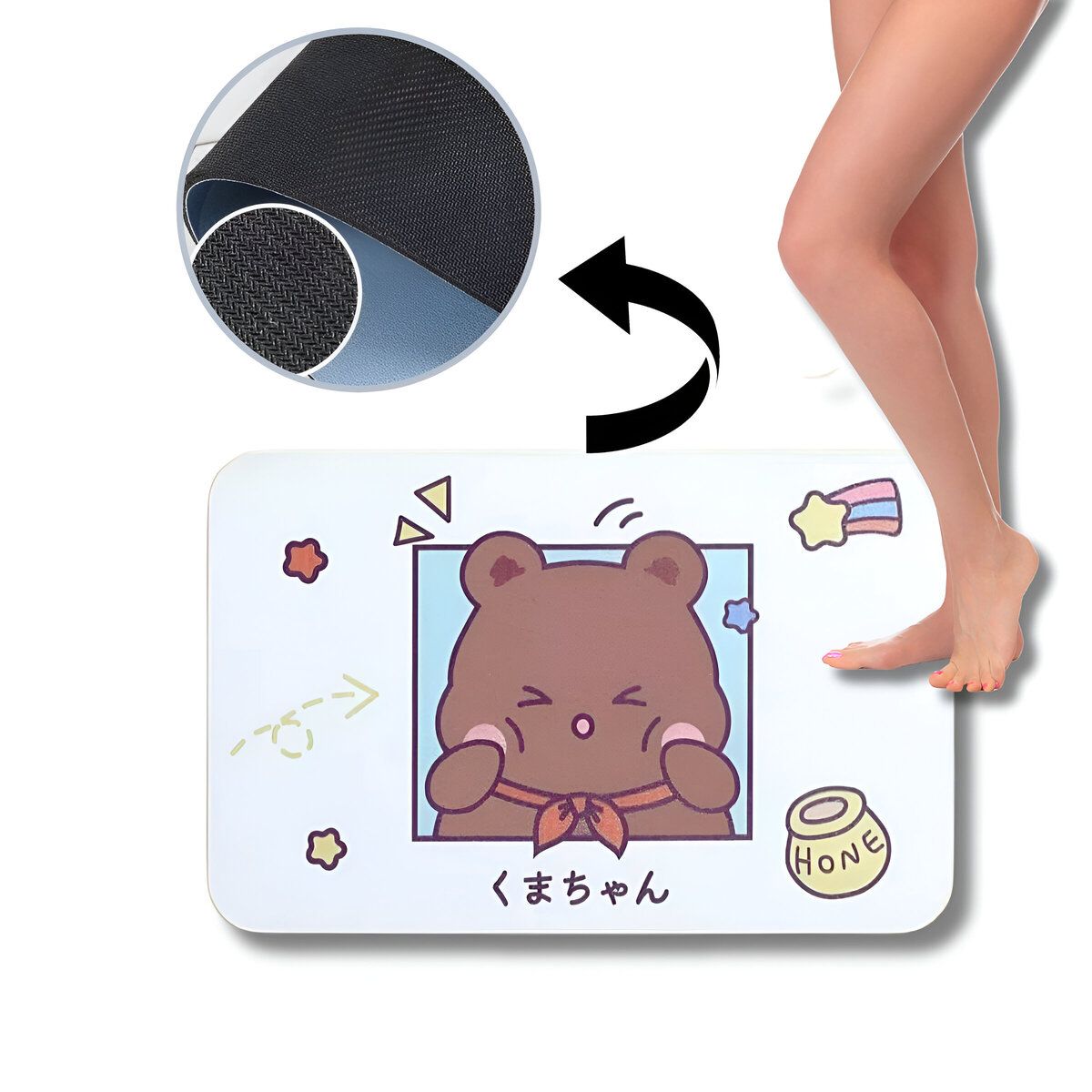 ELMEJORPRECIO - Alfombra de Baño Absorbente Antideslizante Modelo Oso Kawai