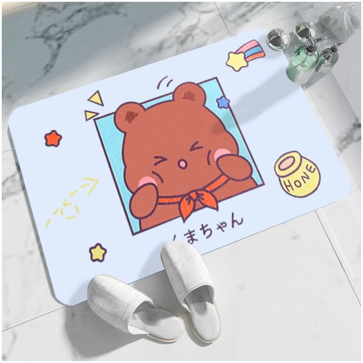 ELMEJORPRECIO - Alfombra de Baño Absorbente Antideslizante Modelo Oso Kawai