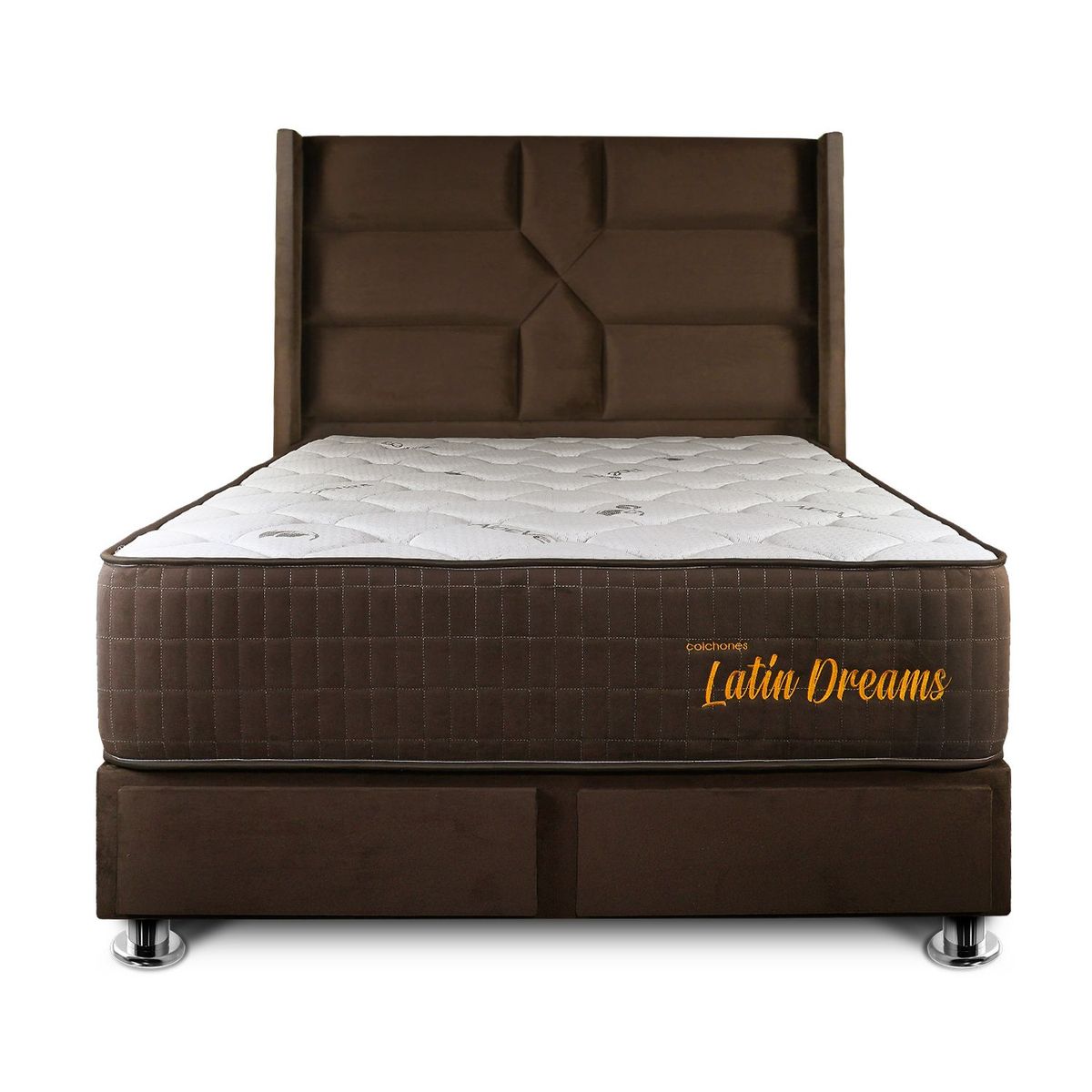 COLCHONES LATIN DREAMS - Dormitorio Adaya 2 Plz con Cajones + 2 Almohadas Visco + Protector