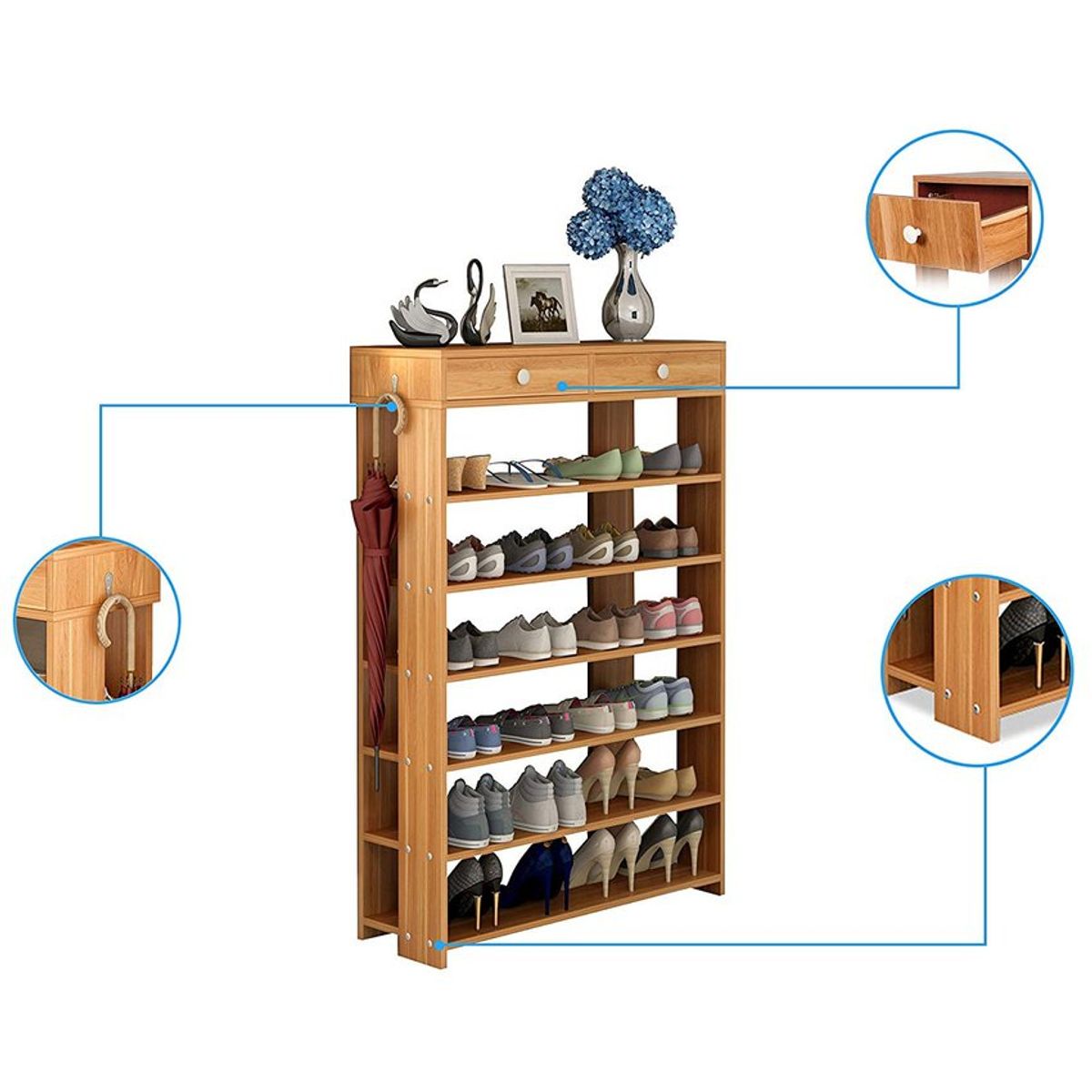 VILLA HOGAR - Zapatera multifunción Pao haya - capacidad 24 pares de zapatos