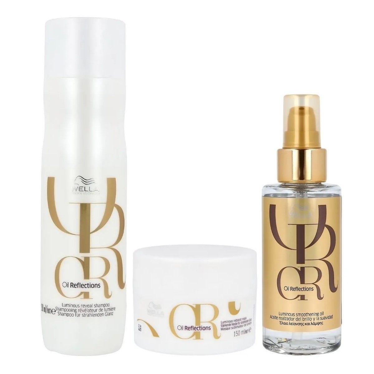 WELLA - Shampoo 250ml  Mascarilla  Aceite Luminous Oil Reflections Wella