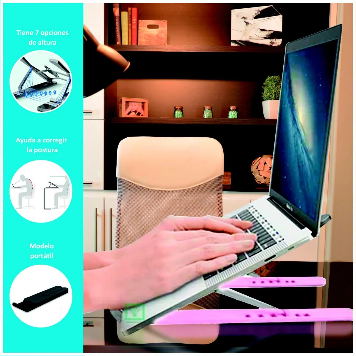 SASARU - Soporte para Tablet y Laptop Plegable Rosado