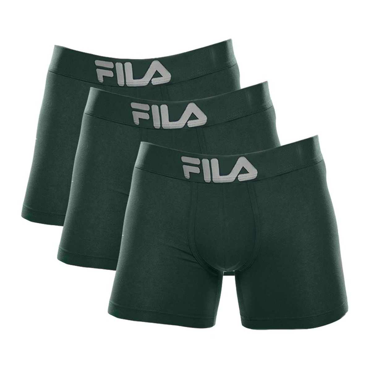 FILA - Pack x3 Bóxer Fila Pretina Ancha Verde Oscuro