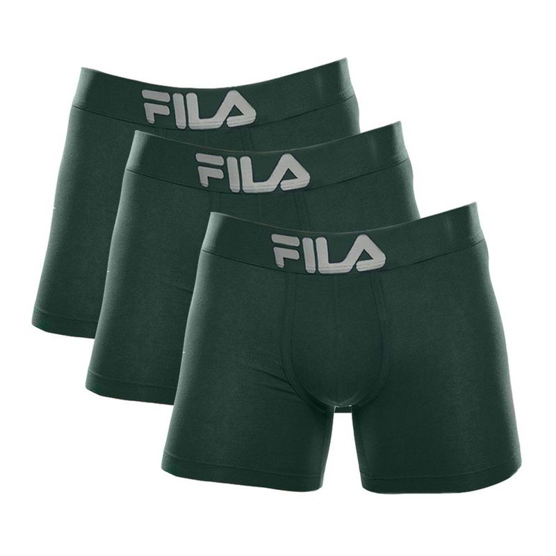 FILA - Pack x3 Bóxer Fila Pretina Ancha Verde Oscuro