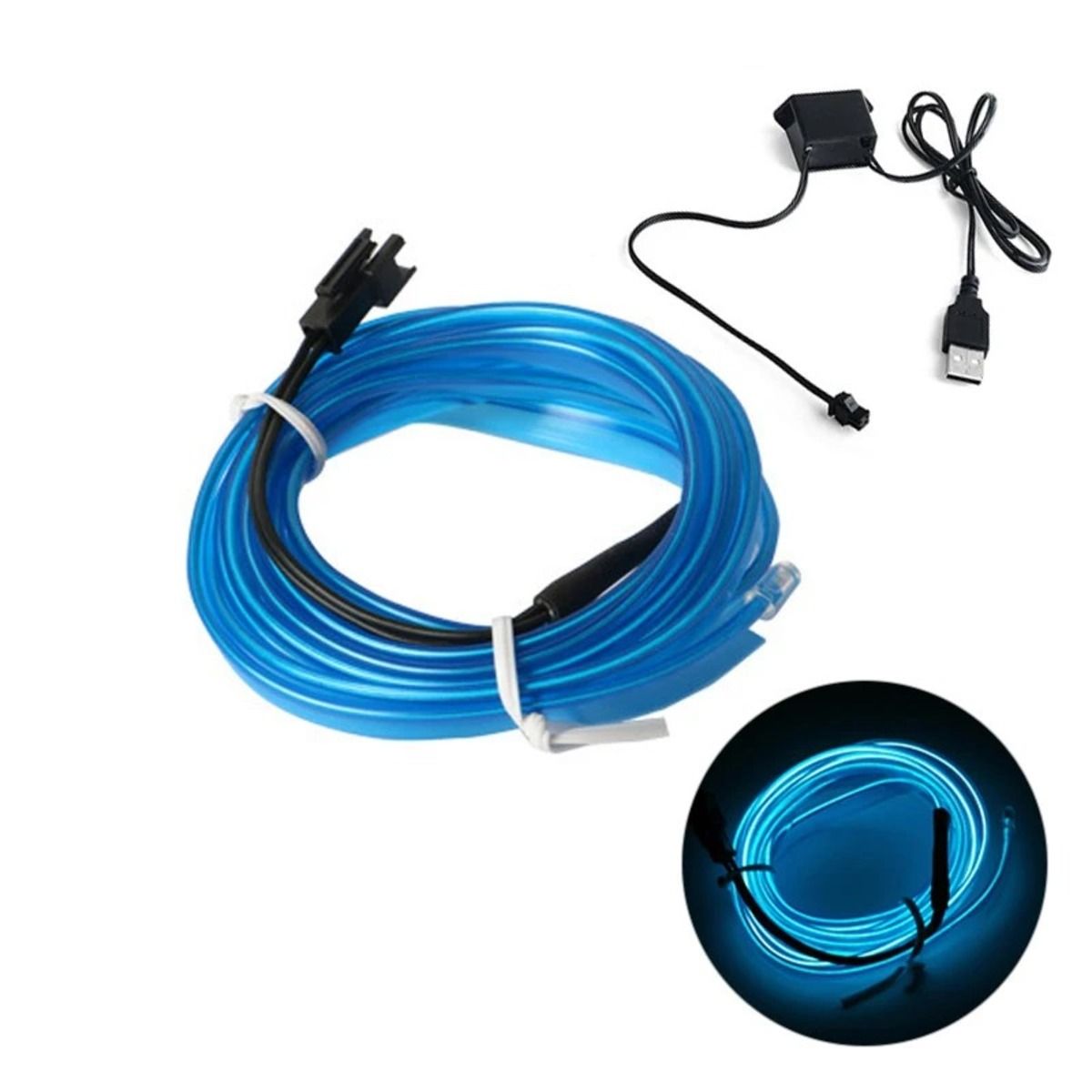 ELMEJORPRECIO - Tira Luz Led Para El Interior Del Auto Conexión USB Azul