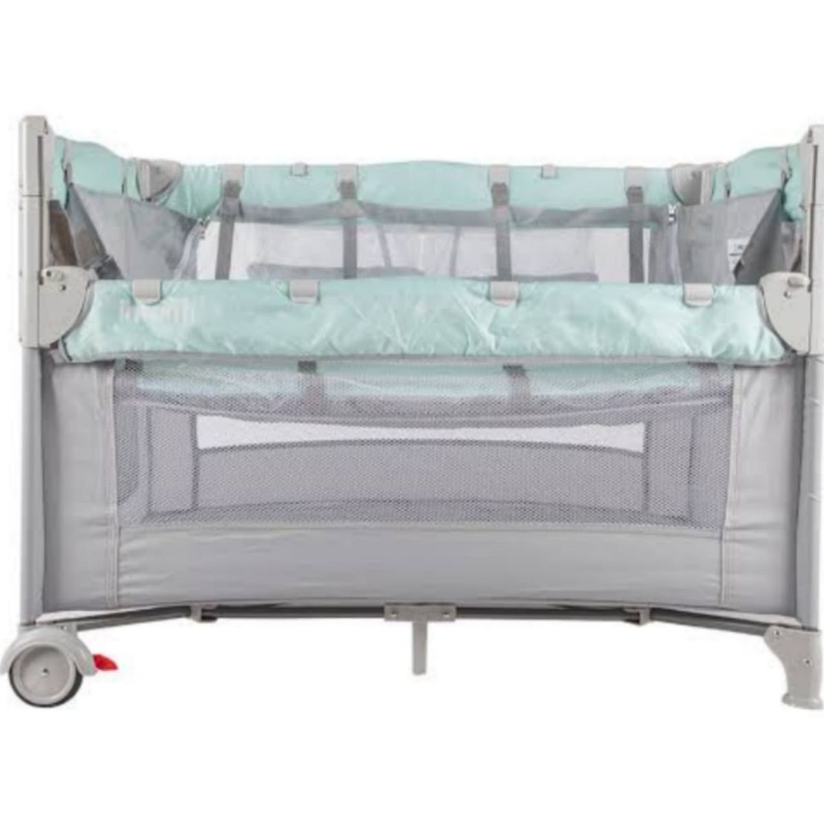 INFANTI - Corral Cuna Always Together T + Colchón PLOMO y Tina ROSADO