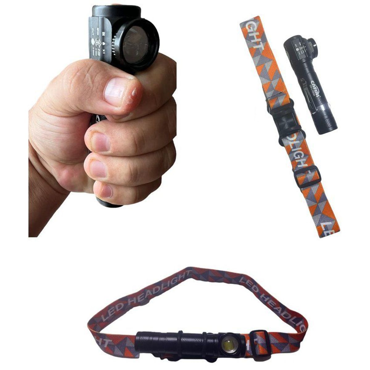 CAFINI - Linterna en l  frontal led recargable usb rescate bomberos