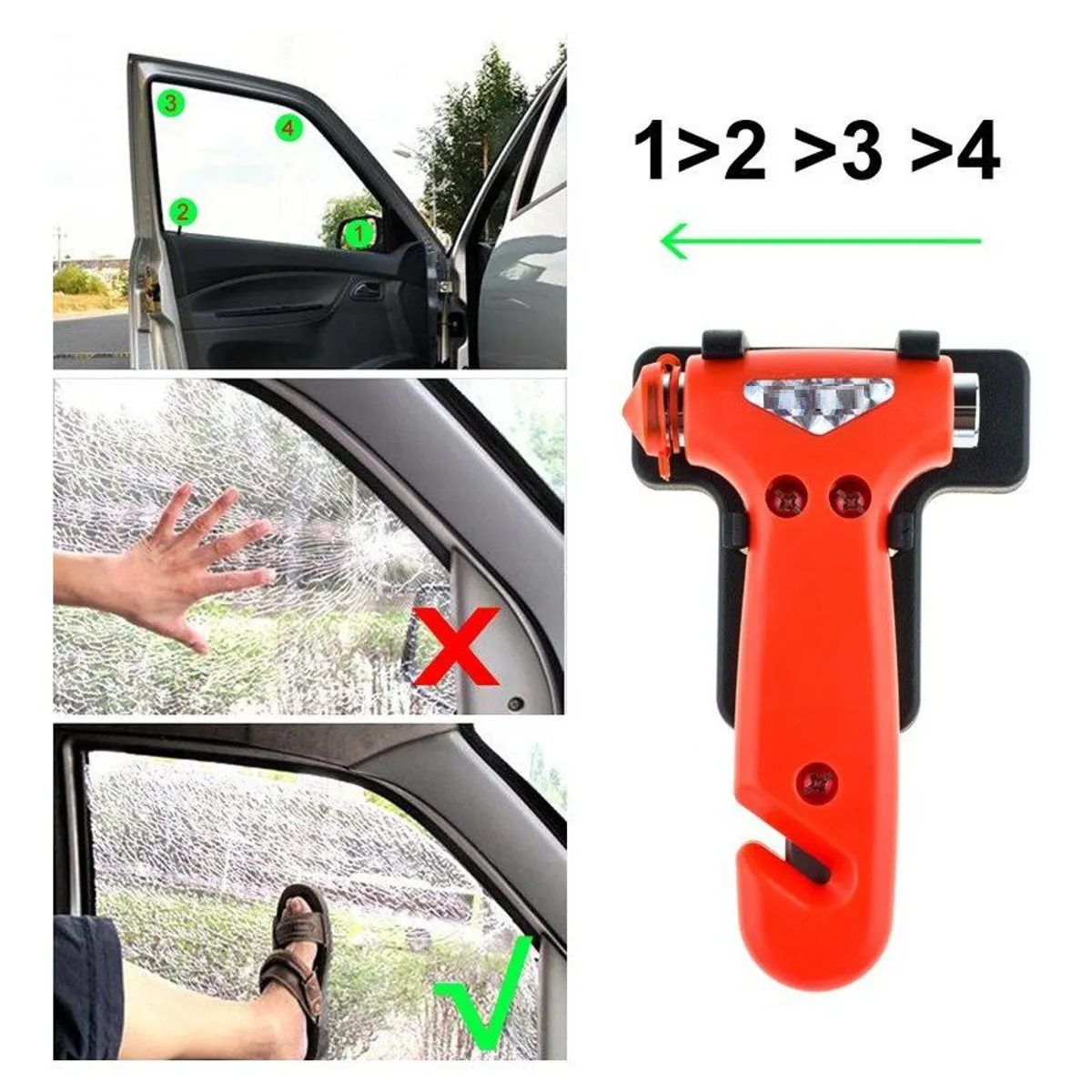 GENERICO - Martillo emergencia auto camioneta c/ case y corta cinturon