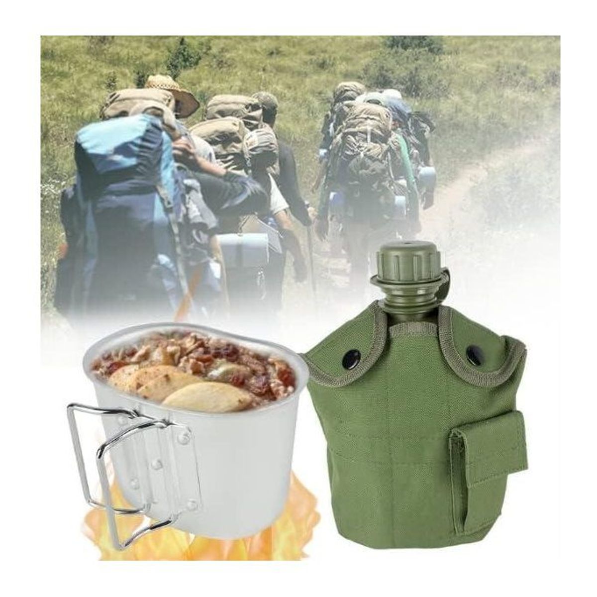 GENERICO - Cantimplora con vaso de aluminio y estuche multipropósito