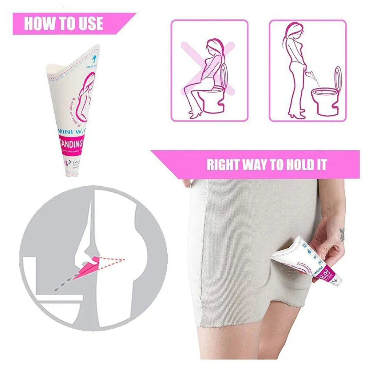 GENERICO - Dispositivo urinario femenino portátil descartable x 3u