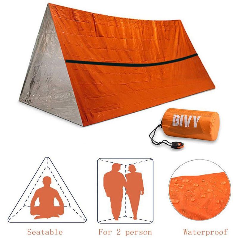 GENERICO - Carpa térmica  frio calor supervivencia 2 personas naranja