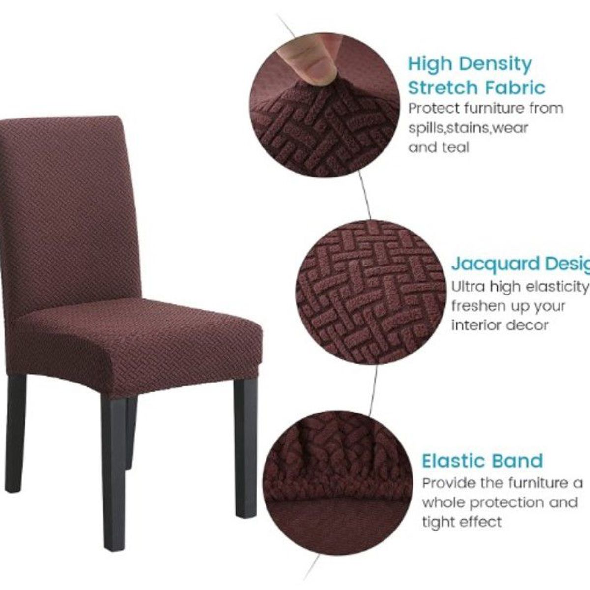 GENERICO - Funda De Silla De ComedorFunda De Silla Ajustable Elástica-6PCS Marron