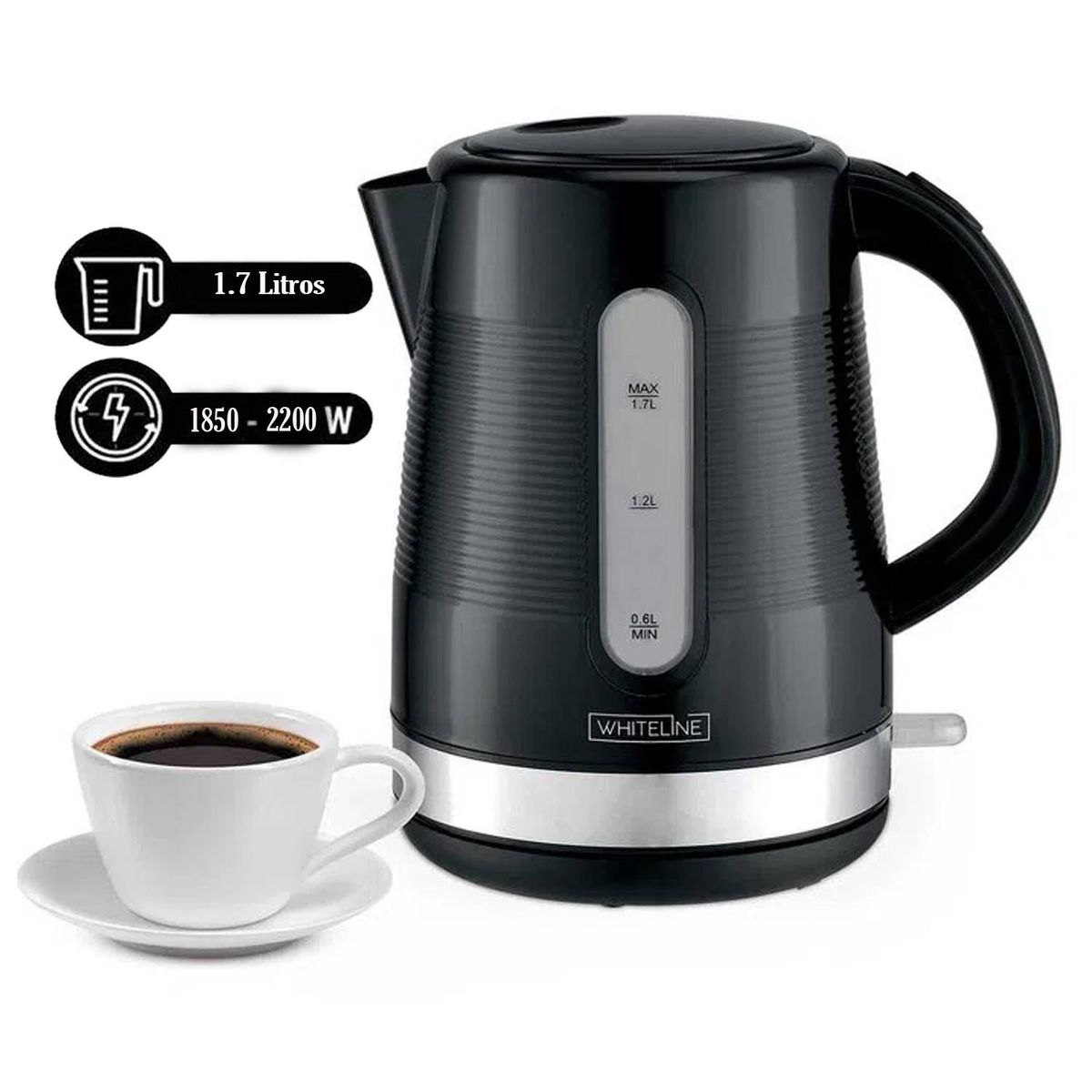 WHITELINE - Hervidor Eléctrico de 1.7 litros Whiteline 1707 Negro