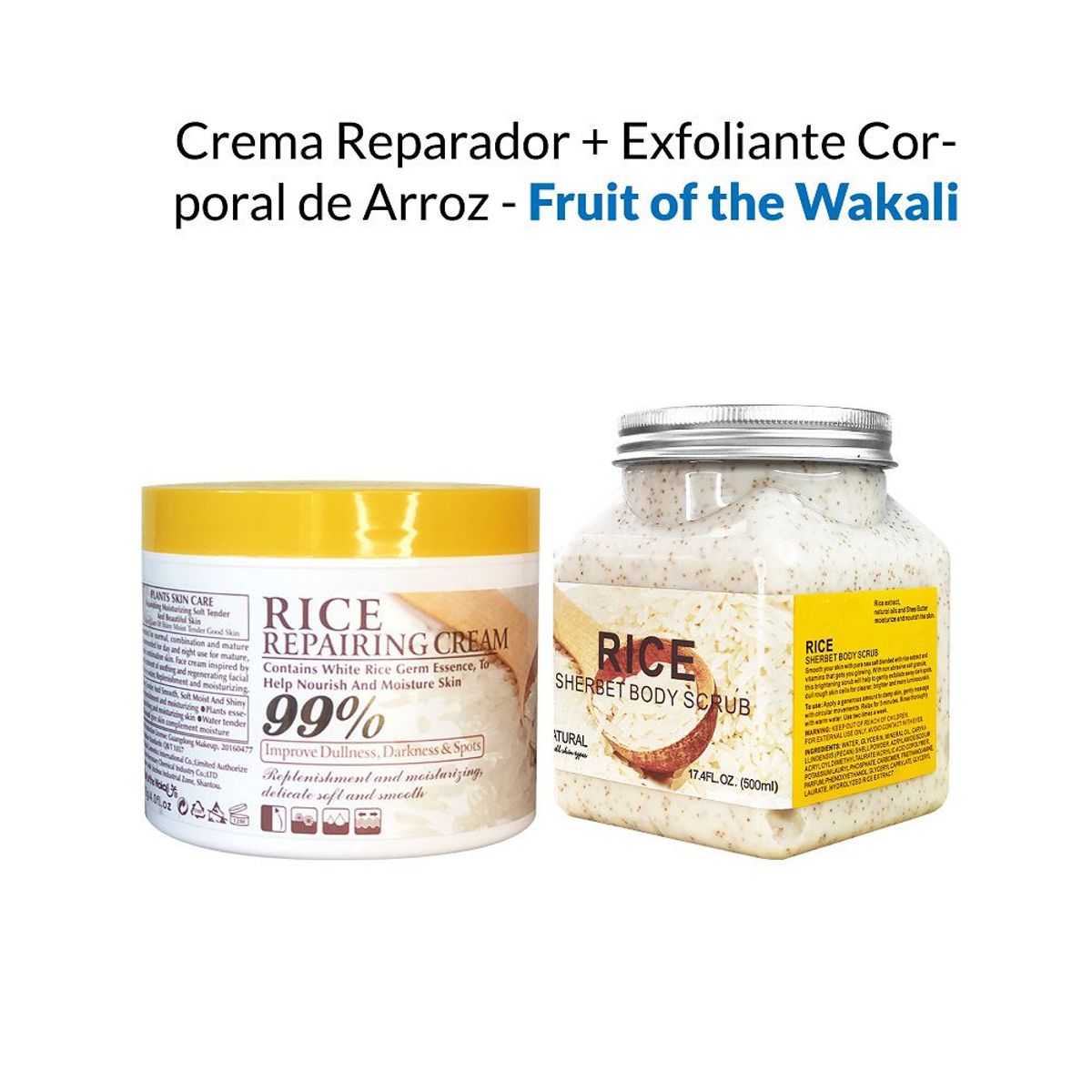 WOKALI - Crema Reparador - Exfoliante Corporal de Arroz - Fruit of the Wakali